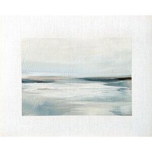 8x10 Original Oil Landscape Painting Ocean Calm Neutral Coastal Wall Art Signed